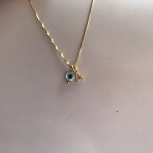 1PC A CZ Eye Charm Chain S925 Silver Necklace