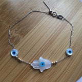 Promo Hand & Eye Mother of Pearl Shell Charm Bracelet