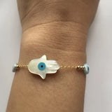 Promo Hand & Eye Mother of Pearl Shell Charm Bracelet