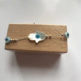 Promo Hand & Eye Mother of Pearl Shell Charm Bracelet