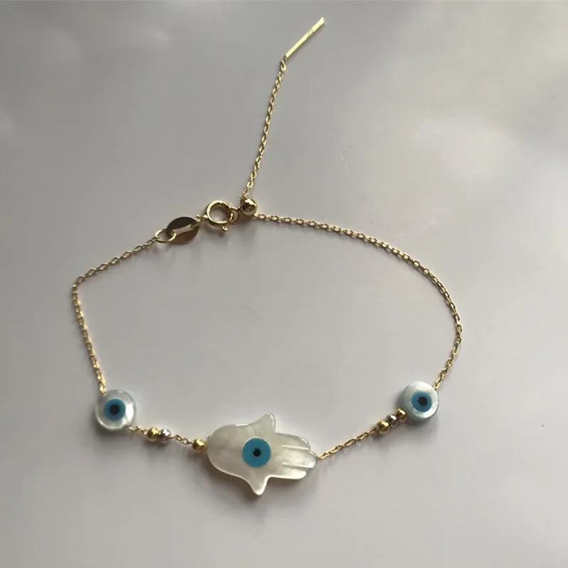 Promo Hand & Eye Mother of Pearl Shell Charm Bracelet