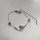 Promo Hand & Eye Mother of Pearl Shell Charm Bracelet