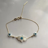 Promo Hand & Eye Mother of Pearl Shell Charm Bracelet