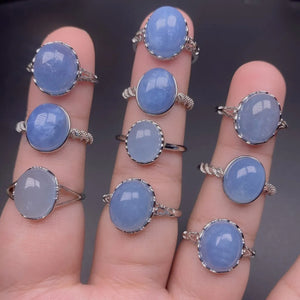 Healing Natural Stone Ring for Women Adjustable Oval Shape Crystal Wedding Party