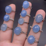 Healing Natural Stone Ring for Women Adjustable Oval Shape Crystal Wedding Party