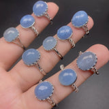 Healing Natural Stone Ring for Women Adjustable Oval Shape Crystal Wedding Party