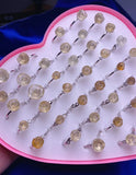 1PC Quartz Stone Rose Flower Wedding Ring Natural Citrine Yellow Crystal Ring