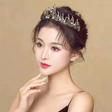 Retro Crystal Rhinestone Crown Bride Hair Ornaments Wedding Hair Accessories