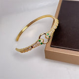 Retro Green CZ Snake Charms Spiral Bracelet Cuff Armlet Armband Bangle