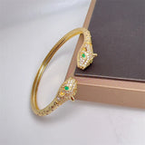 Retro Green CZ Snake Charms Spiral Bracelet Cuff Armlet Armband Bangle