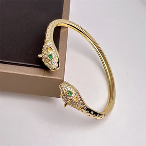 Retro Green CZ Snake Charms Spiral Bracelet Cuff Armlet Armband Bangle