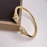 Retro Green CZ Snake Charms Spiral Bracelet Cuff Armlet Armband Bangle