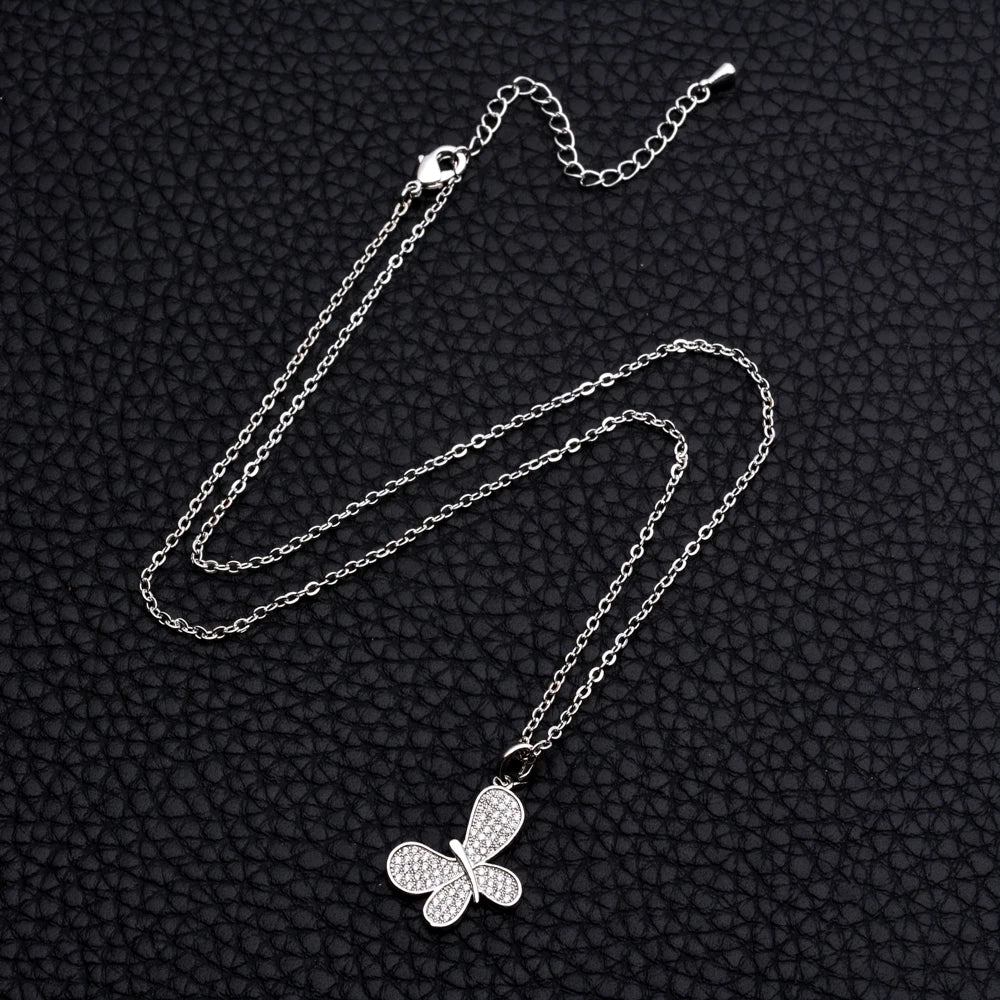 Romantic Butterfly Zircon Stone Necklace Pendant for Women