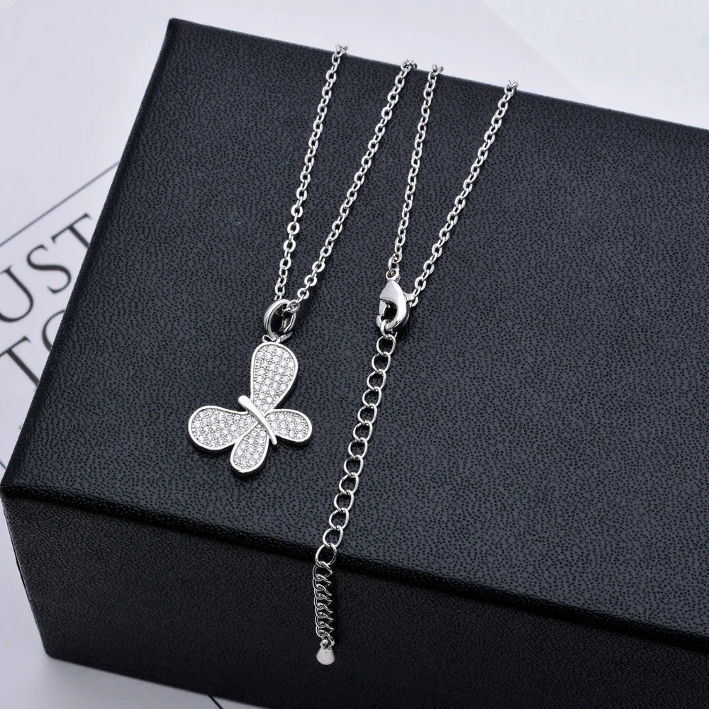Romantic Butterfly Zircon Stone Necklace Pendant for Women