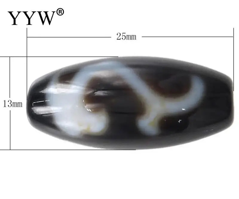 Natural Tibetan Dzi Beads For Jewelry Making Oval Ruyi & Two Tone