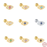 S925 Silver Evil Eye Stud Earrings Zircon Cartilage Piercing Jewelry