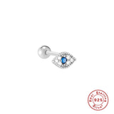 S925 Silver Evil Eye Stud Earrings Zircon Cartilage Piercing Jewelry