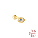 S925 Silver Evil Eye Stud Earrings Zircon Cartilage Piercing Jewelry