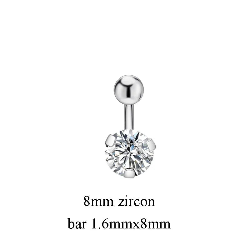 Sexy Zircon Belly Button Rings Navel Piercing Jewelry 14G 8mm 10mm