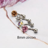 Sexy Zircon Belly Button Rings Navel Piercing Jewelry 14G 8mm 10mm