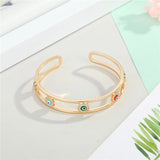 Boho Evil Eye Bracelet Bangle for Women Vintage Round Eye Open Bracelet