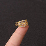 Silver CZ Zircon Earrings Multilayer Clip Style Jewelry
