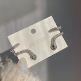Silver Pave Zircon Snake Ear Cuff Punk Pierced Clip Earrings