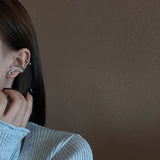 Silver Pave Zircon Snake Ear Cuff Punk Pierced Clip Earrings