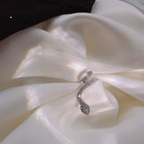 Silver Pave Zircon Snake Ear Cuff Punk Pierced Clip Earrings