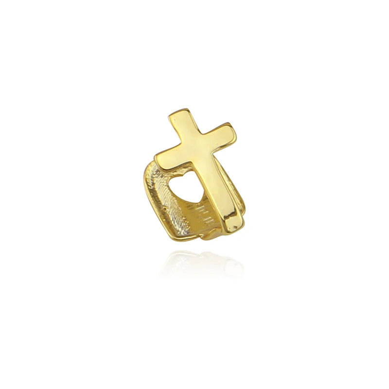 1PC Single Tooth Hip Hop Cross Grills Rapper Geometric Teeth Caps
