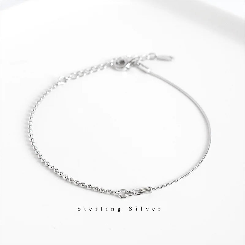 925 Silver Snakebone Chain &BALL Beads Bracelet TLS185