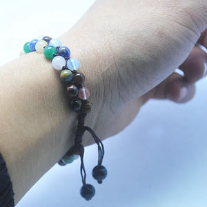 Hand Knitting Bracelet Nature stone Men's Wearing adjustable rope 6mm