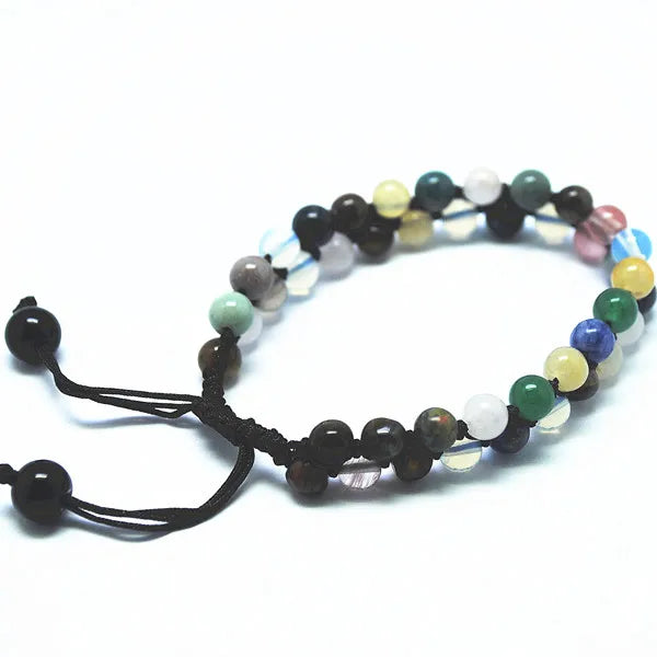 Hand Knitting Bracelet Nature stone Men's Wearing adjustable rope 6mm