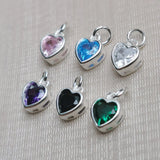 925 Silver Zircon Heart Charm Pendant DIY Bracelet Necklace Fine Jewelry