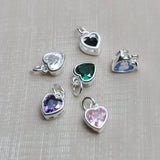 925 Silver Zircon Heart Charm Pendant DIY Bracelet Necklace Fine Jewelry