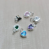 925 Silver Zircon Heart Charm Pendant DIY Bracelet Necklace Fine Jewelry