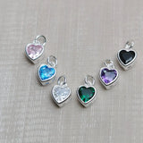 925 Silver Zircon Heart Charm Pendant DIY Bracelet Necklace Fine Jewelry