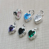 925 Silver Zircon Heart Charm Pendant DIY Bracelet Necklace Fine Jewelry