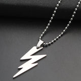 Stainless Steel Lightning Necklace Pendant Chain Choker Charm Couple Jewelry