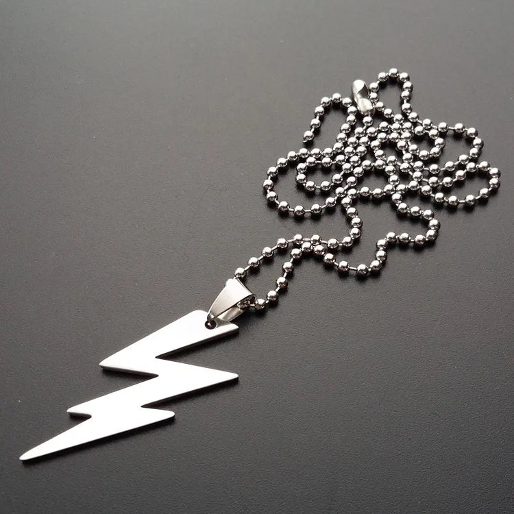 Stainless Steel Lightning Necklace Pendant Chain Choker Charm Couple Jewelry