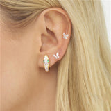 1PC CZ Chain Hoop Earrings Green Snake Pendant Piercing Jewelry