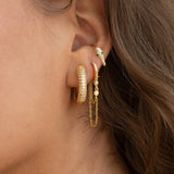 1PC CZ Chain Hoop Earrings Green Snake Pendant Piercing Jewelry