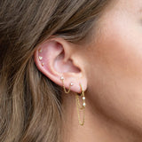 1PC CZ Chain Hoop Earrings Green Snake Pendant Piercing Jewelry