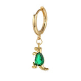 Small Hoop Earrings Green Crystal Zirconia Ear Studs Cartilage Piercing Jewelry