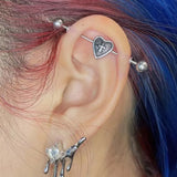 1PC Stainless Steel Industrial Piercing Arrow Cross 16G