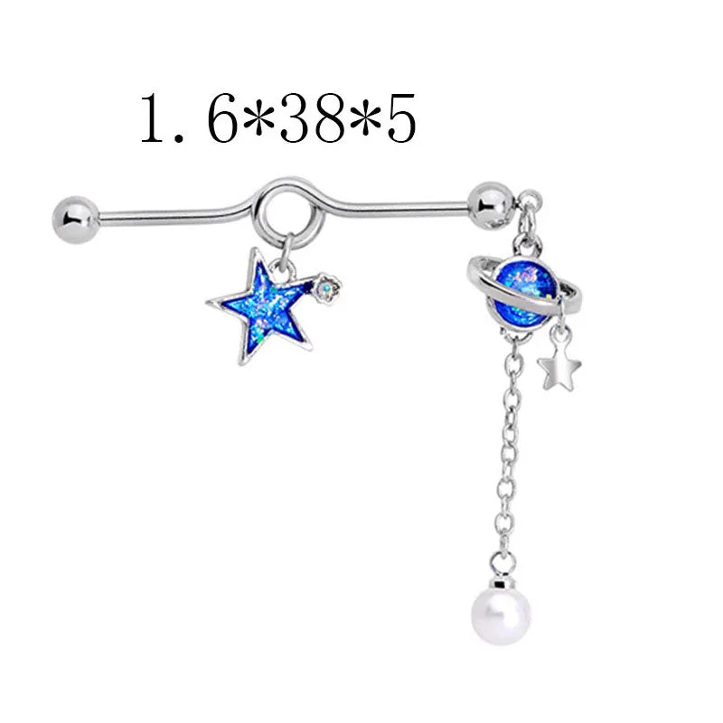 1PC Stainless Steel Industrial Barbell Star Dangle