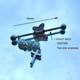 Stainless Steel Industrial Piercing Barbell Ear Piercing Body Jewelry 16G14G