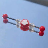 Stainless Steel Industrial Piercing Barbell Multi-color Star Acrylic Beads 14G