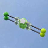 Stainless Steel Industrial Piercing Barbell Multi-color Star Acrylic Beads 14G