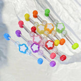 Stainless Steel Industrial Piercing Barbell Multi-color Star Acrylic Beads 14G